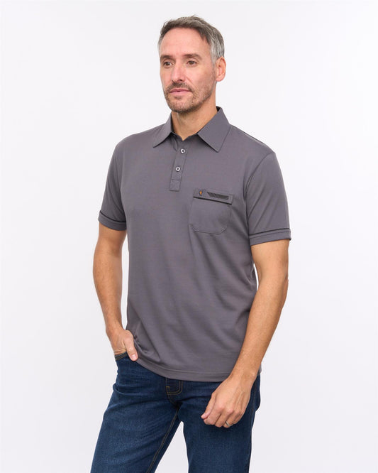 G57X06 Mens Short Sleeve Jersey Polo Gabicci Heritage - CHARCOAL