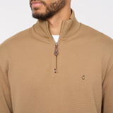 G54D01 Mens Quarter Zip Sweat Gabicci Classic - GRANOLA