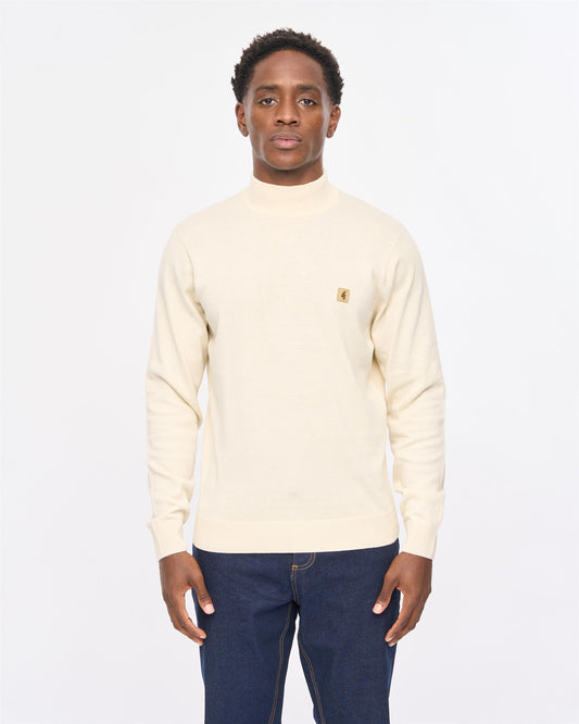 V57GK10 Mens Duke Long Sleeve Plain Knit Turtle Neck Gabicci Vintage - CREAM