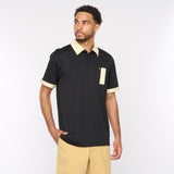 G52X15 Mens Short Sleeve Plated Jersey Polo Shirt Gabicci Classic - BLACK