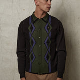 V51GM23 Mens Limited Edition Penfold Button Through Knitted Polo Gabicci Vintage - BLACK