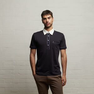 V53GX07 Mens Patrick Archive Collection Jersey Polo Shirt Gabicci Vintage - NAVY