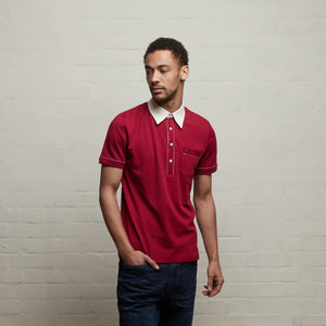 V53GX07 Mens Patrick Archive Collection Jersey Polo Shirt Gabicci Vintage - CHERRY