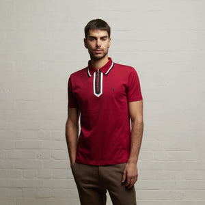 V53GX06 Mens George Archive Collection Jersey Polo Shirt Gabicci Vintage - CHERRY