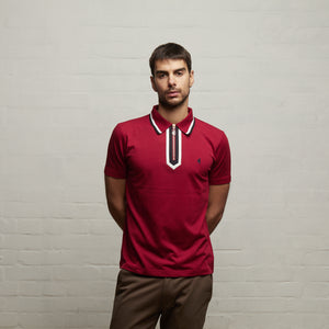 V53GX06 Mens George Archive Collection Jersey Polo Shirt Gabicci Vintage - CHERRY