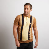 V50GM00 Mens Searle Three Button Knitted Polo Gabicci Vintage - CAMEL