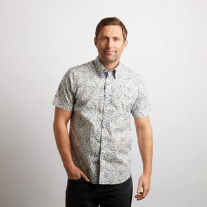 G50W10 Mens Short Sleeve Printed Woven Shirt Gabicci Classic - SKYLIGHT