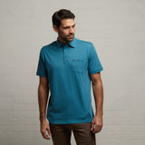 G53Z05 Mens Short Sleeve Plated Jersey Polo Shirt Gabicci Classic - TEAL