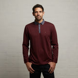 G53Y03 Mens Long Sleeve Plated Jersey Polo Shirt Gabicci Classic - BERRY