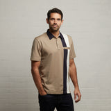 G53X07 Mens Short Sleeve Plated Jersey Polo Shirt Gabicci Classic - STONE