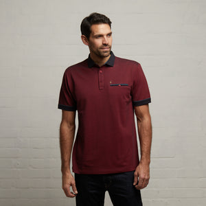 G53X09 Mens Short Sleeve Oxford Jersey Polo Shirt Gabicci Classic - CHERRY