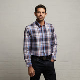 G53W01 Mens Long Sleeve Woven Check Shirt Gabicci Classic - STORM