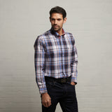 G53W01 Mens Long Sleeve Woven Check Shirt Gabicci Classic - STORM