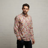 G53W04 Mens Short Sleeve Printed Woven Shirt Gabicci Classic - CORAL