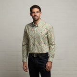 G53W05 Mens Long Sleeve Printed Woven Shirt Gabicci Classic - SAGE