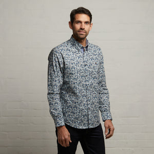 G53W06 Mens Short Sleeve Printed Woven Shirt Gabicci Classic - STORM