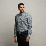 G53W06 Mens Short Sleeve Printed Woven Shirt Gabicci Classic - STORM