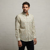 G53W07 Mens Short Sleeve Printed Woven Shirt Gabicci Classic - CREAM