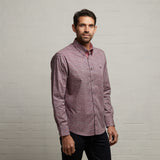 G53W03 Mens Long Sleeve Printed Woven Shirt Gabicci Classic - CHERRY