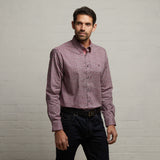 G53W03 Mens Long Sleeve Printed Woven Shirt Gabicci Classic - CHERRY