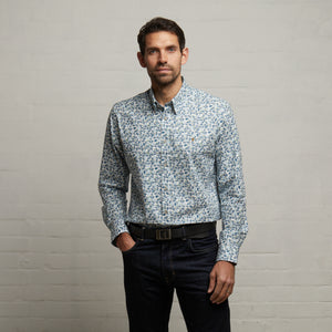 G53W09 Mens Short Sleeve Printed Woven Shirt Gabicci Classic - STORM