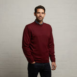 G53K22 Mens Long Sleeve Merino Knit Crew Neck Sweater Gabicci Classic - MERLOT