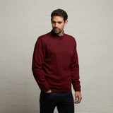 G53K22 Mens Long Sleeve Merino Knit Crew Neck Sweater Gabicci Classic - MERLOT