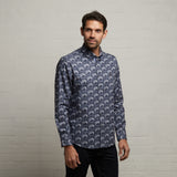 G53W12 Mens Short Sleeve Printed Woven Shirt Gabicci Classic - STORM