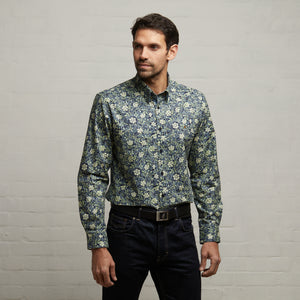 G53W10 Mens Short Sleeve Printed Woven Shirt Gabicci Classic - NAVY