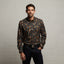 G53W08 Mens Long Sleeve Printed Woven Shirt Gabicci Classic - BLACK