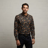 G53W08 Mens Short Sleeve Printed Woven Shirt Gabicci Classic - BLACK