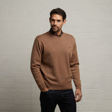 G53K04 Mens Long Sleeve Knitted Crew Neck Sweater Gabicci Classic - GRANOLA