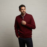 G53K23 Mens Long Sleeve Merino Knit Zip Front Sweater Gabicci Classic - MERLOT