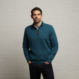 G53M14 Mens Long Sleeve Knitted Zip Neck Sweater Gabicci Classic - TEAL