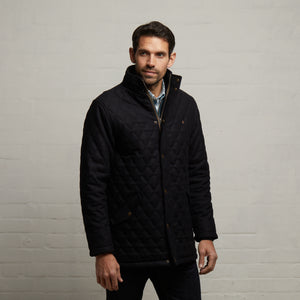 G53J02 Mens Quilted Melton Jacket Gabicci Classic - NAVY