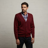 G53K02 Mens Long Sleeve Knitted Cardigan Gabicci Classic - BERRY