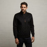 G53M15 Mens Long Sleeve Quilted Cardigan Gabicci Classic - BLACK