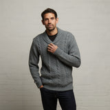 G53M17 Mens Long Sleeve Chunky Knit Sweater Gabicci Classic - CLOUD