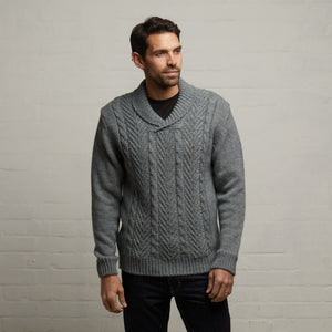 G53M17 Mens Long Sleeve Chunky Knit Sweater Gabicci Classic - CLOUD