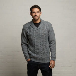 G53M17 Mens Long Sleeve Chunky Knit Sweater Gabicci Classic - CLOUD