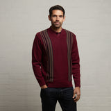 G53M01 Mens Long Sleeve Knitted Vee Neck Sweater Gabicci Classic - BERRY