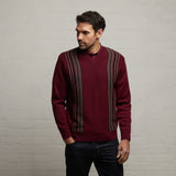 G53M01 Mens Long Sleeve Knitted Vee Neck Sweater Gabicci Classic - BERRY