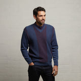 G53M03 Mens Long Sleeve Knitted Vee Neck Sweater Gabicci Classic - STORM