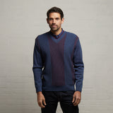 G53M03 Mens Long Sleeve Knitted Vee Neck Sweater Gabicci Classic - STORM