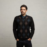 G53M04 Mens Long Sleeve Knitted Vee Neck Sweater Gabicci Classic - BLACK