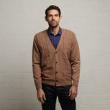 G53M07 Mens Long Sleeve Knitted Cardigan Gabicci Classic - GRANOLA