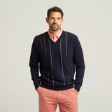 G52M02 Mens Long Sleeve Knitted Vee Neck Sweater Gabicci Classic - NAVY