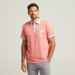 G52X10 Mens Short Sleeve Plated Jersey Polo Shirt Gabicci Classic - CORAL