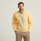 G52M01 Mens Long Sleeve Knitted Vee Neck Sweater Gabicci Classic - SUNBEAM