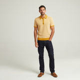 G52M09 Mens Short Sleeve Knitted Polo Collar Sweater Gabicci Classic - SUNBEAM